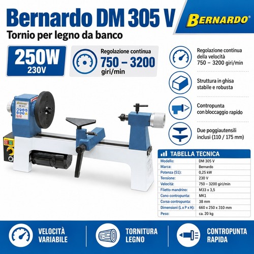 Tornio legno 250w - 250w, 500mm